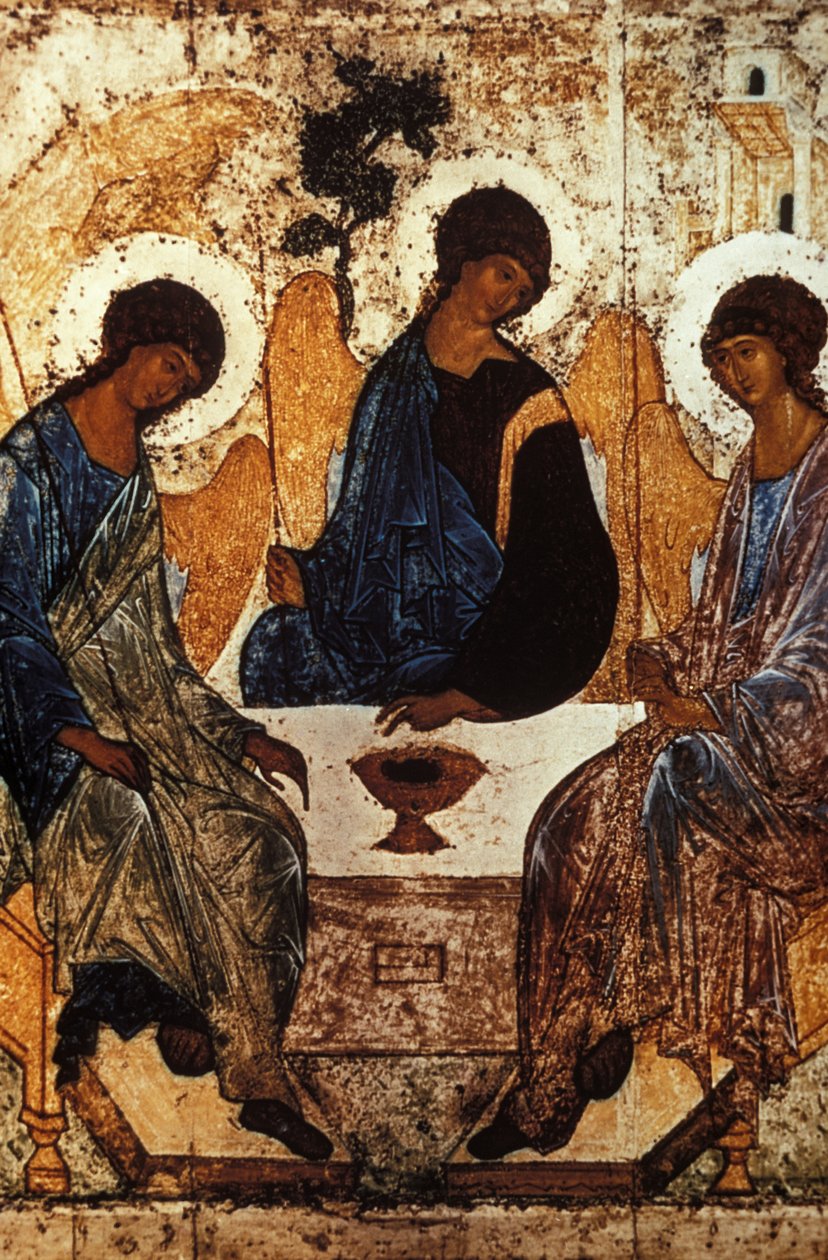 Starozákonní trojice od Andreje Rubleva, C, 1410 - 1420, Tempera na panelu. od Unknown