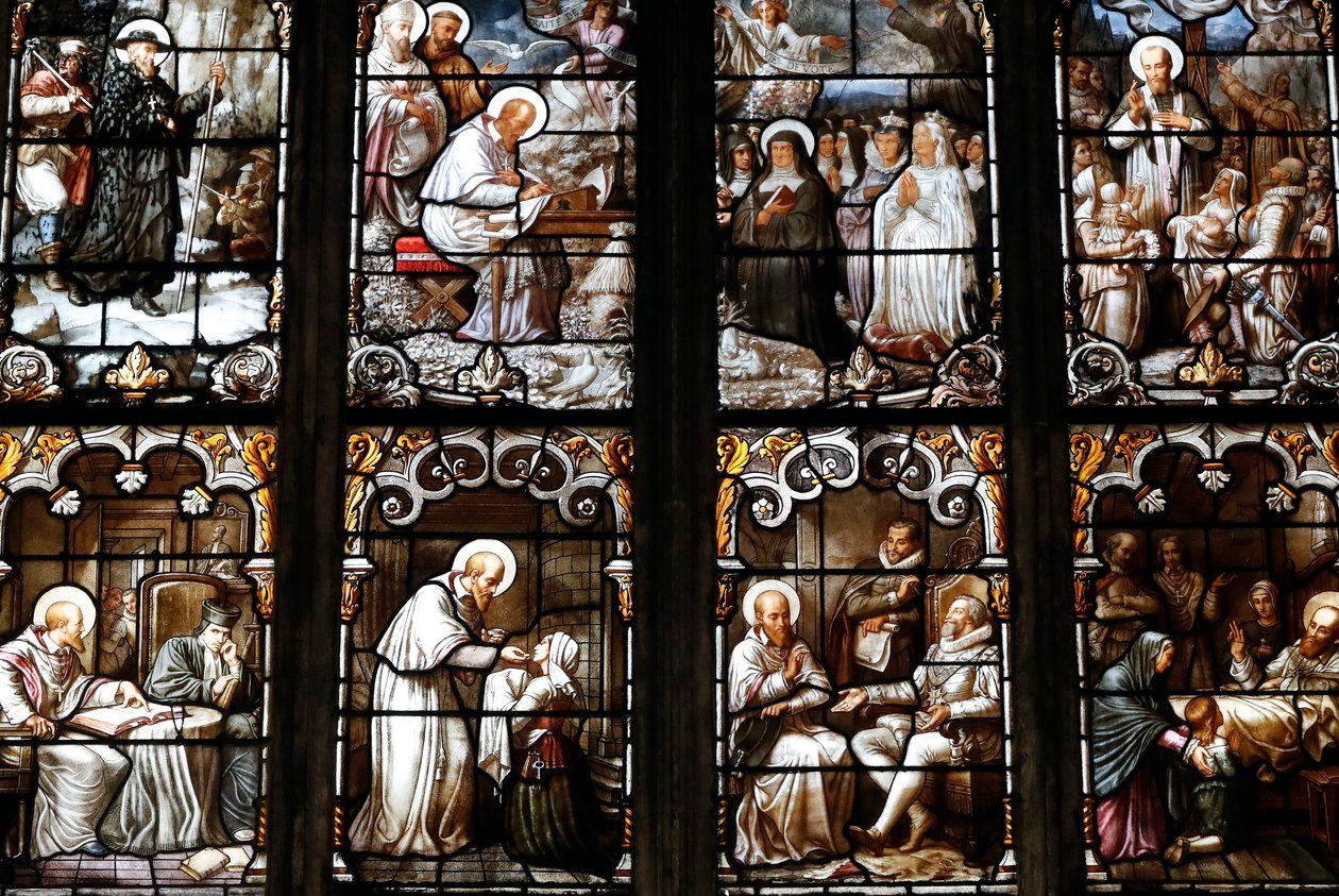 Kostel Saint Nizier, vitráže, St Francis de Sales od Claudia Lavergne (1815-1887), Lyon, Francie od Unknown