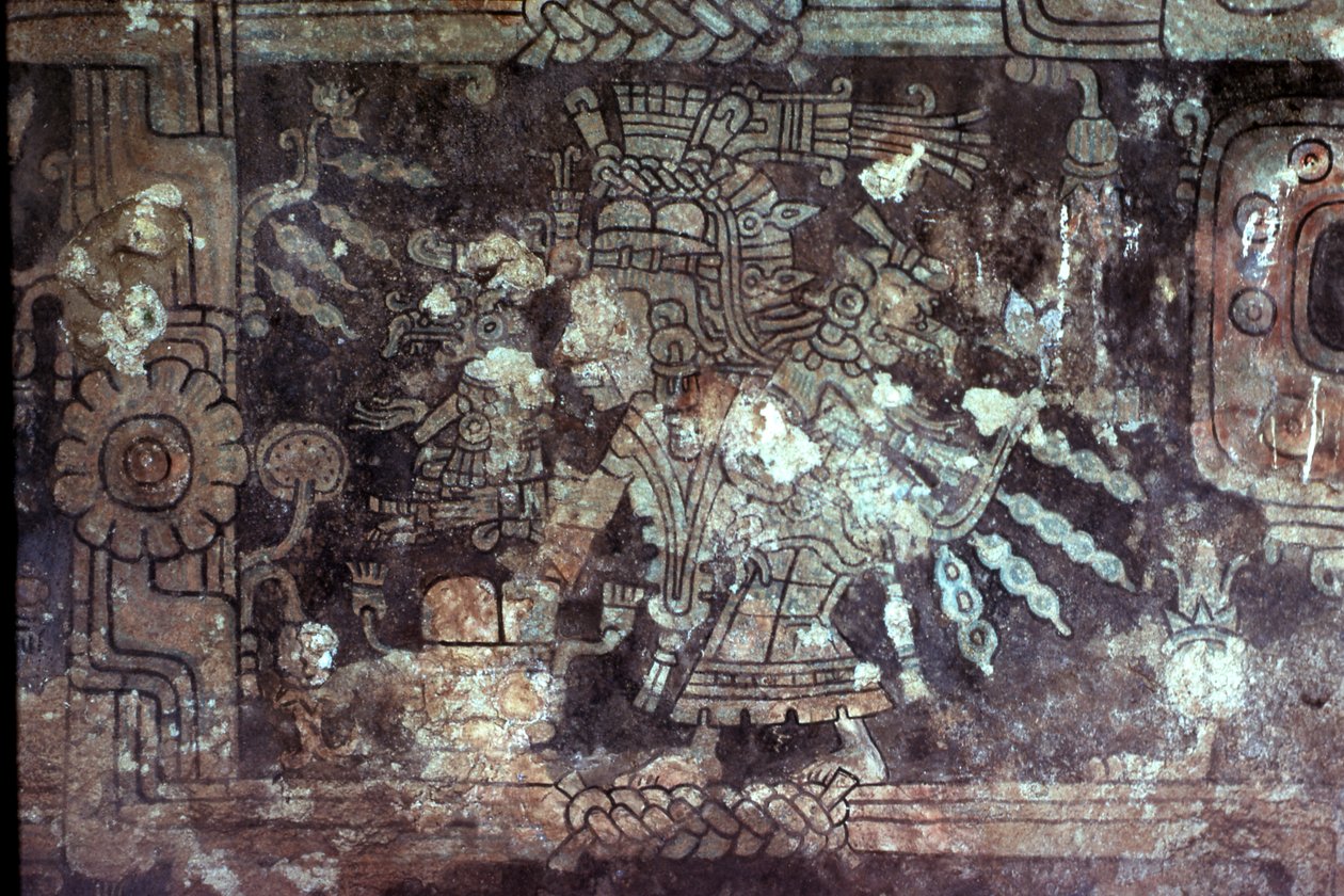 Bohyně Ixchel, interiér chrámu fresek, mayské pozdní poklasické období, Tulum, poloostrov Yucatán, Mexiko od Unknown