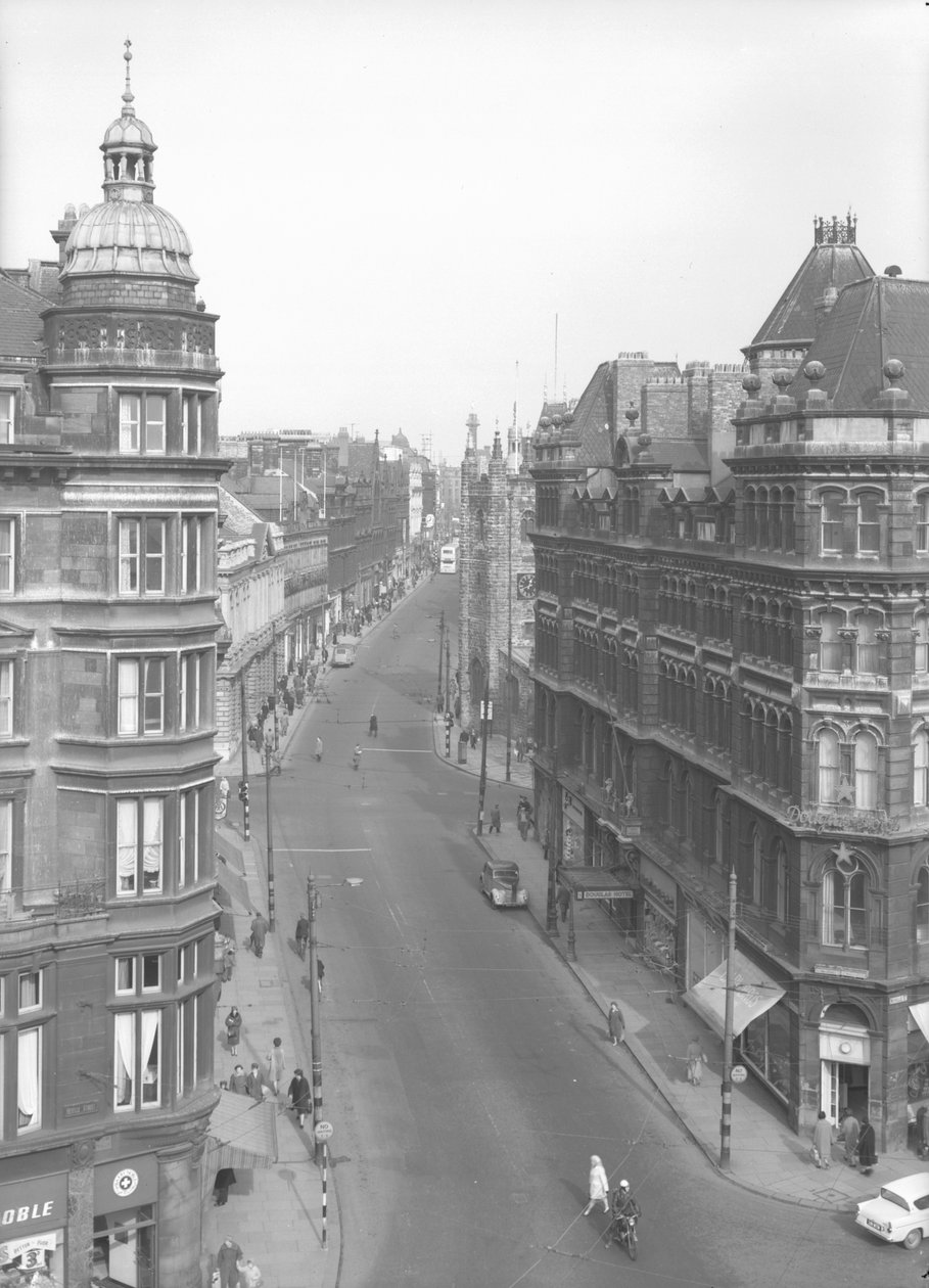 Pohled podél Grainger Street, Newcastle upon Tyne, březen 1963 (černobílá fotografie) od Unbekannt Unbekannt