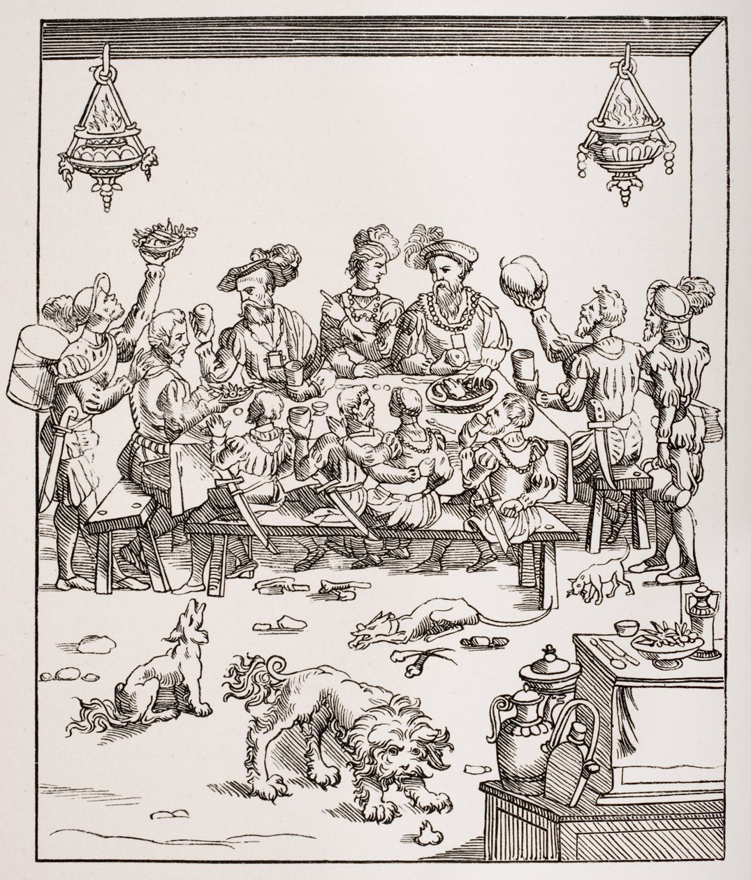 Issue de Table podle dřevorytu v „Banchetti Compisitioni di Vivende“ od Christofora di Messisburga, vydaného Ferrara, 1549, z „Le Moyen Age et La Renaissance“ od Paula Lacroixe (1806-84) vydaného od French School