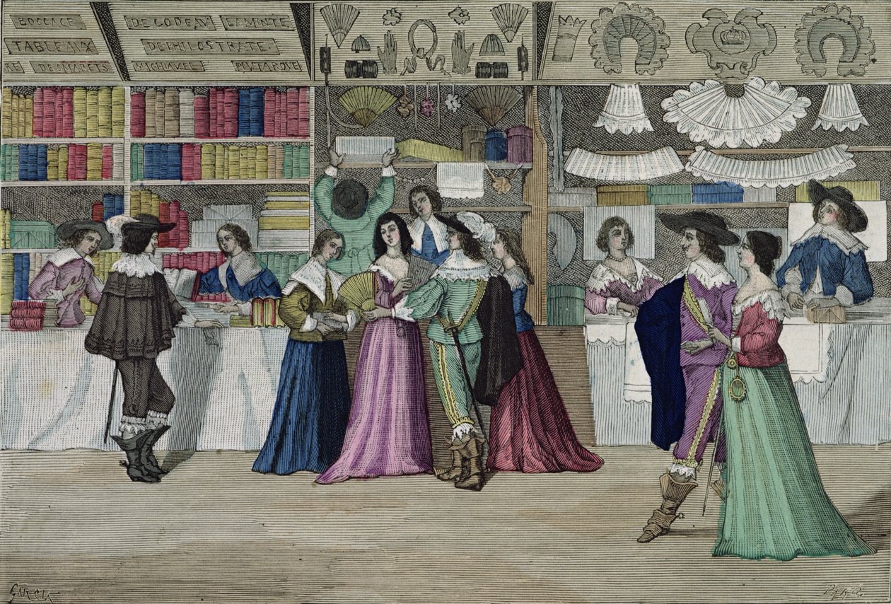 Obchody v galerii Justičního paláce v době Ludvíka XIII. (1601-43) z 