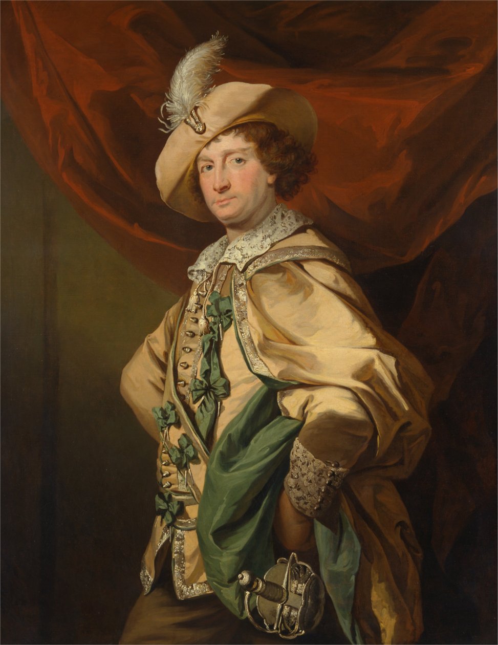 Henry Woodward jako Petruchio ve hře Catherine a Petruchio, Garrickově verzi Zkrocení zlé ženy. od Garrick