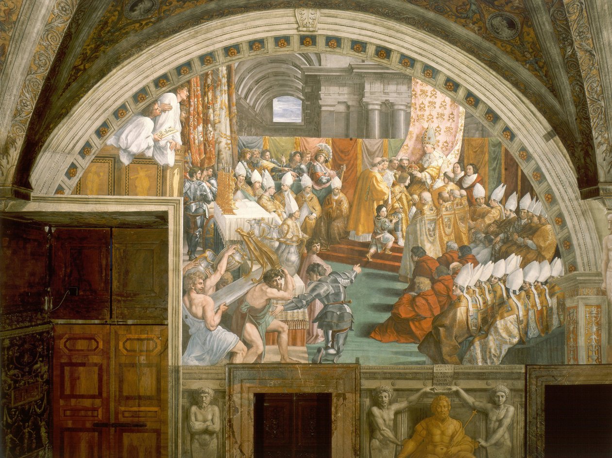 Korunovace Karla Velikého Lvem III. ve Svatém Petru na Štědrý večer 800 od Raffaello Sanzio Raphael