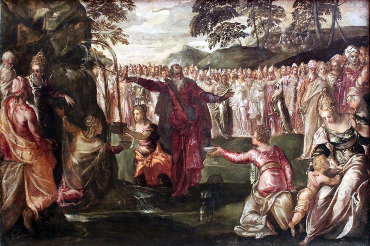 Mojžíš vyráží ze skály vodu od Tintoretto