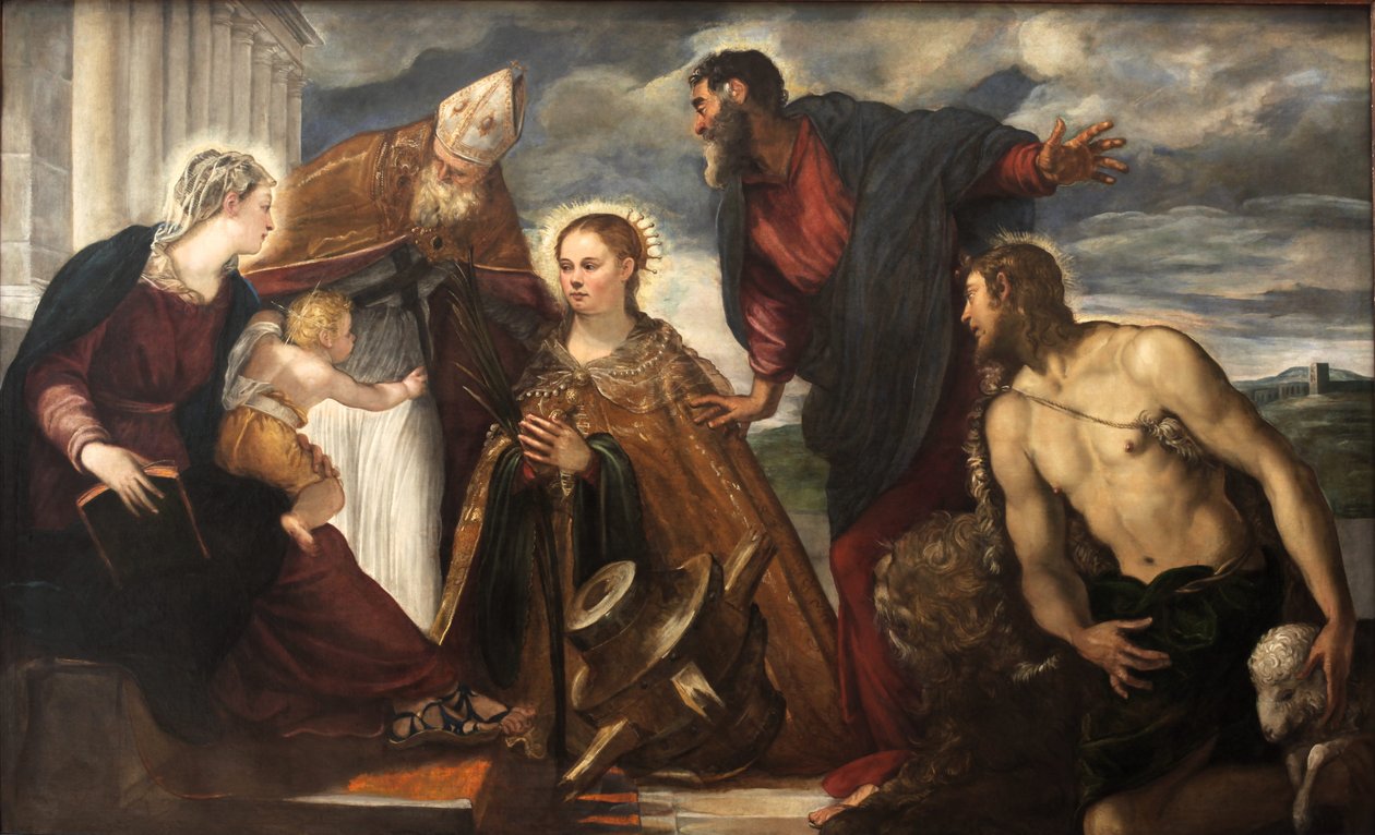 Panna s dítětem, se svatou Kateřinou, svatým Augustinem, svatým Marcem a svatým Janem Křtitelem od Tintoretto