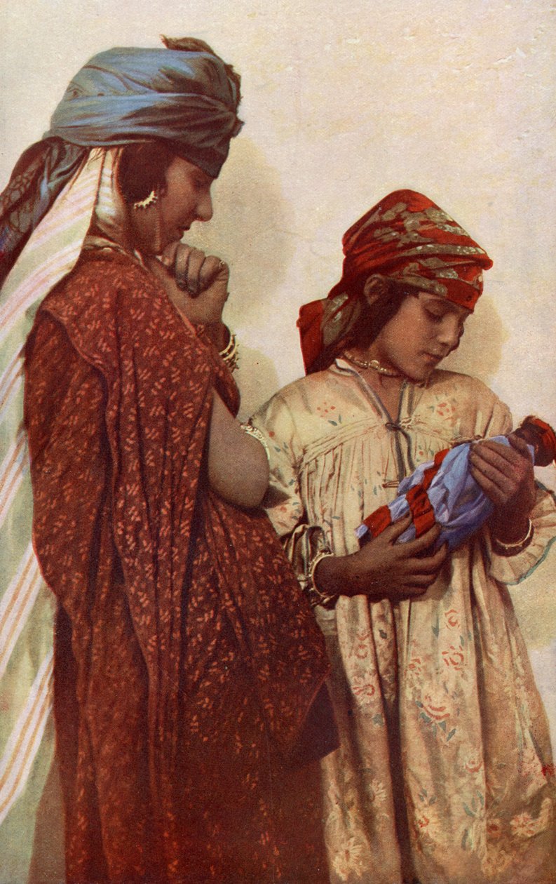Afrika. Pár mladých beduínů v typických šatech. 1920 od Unknown