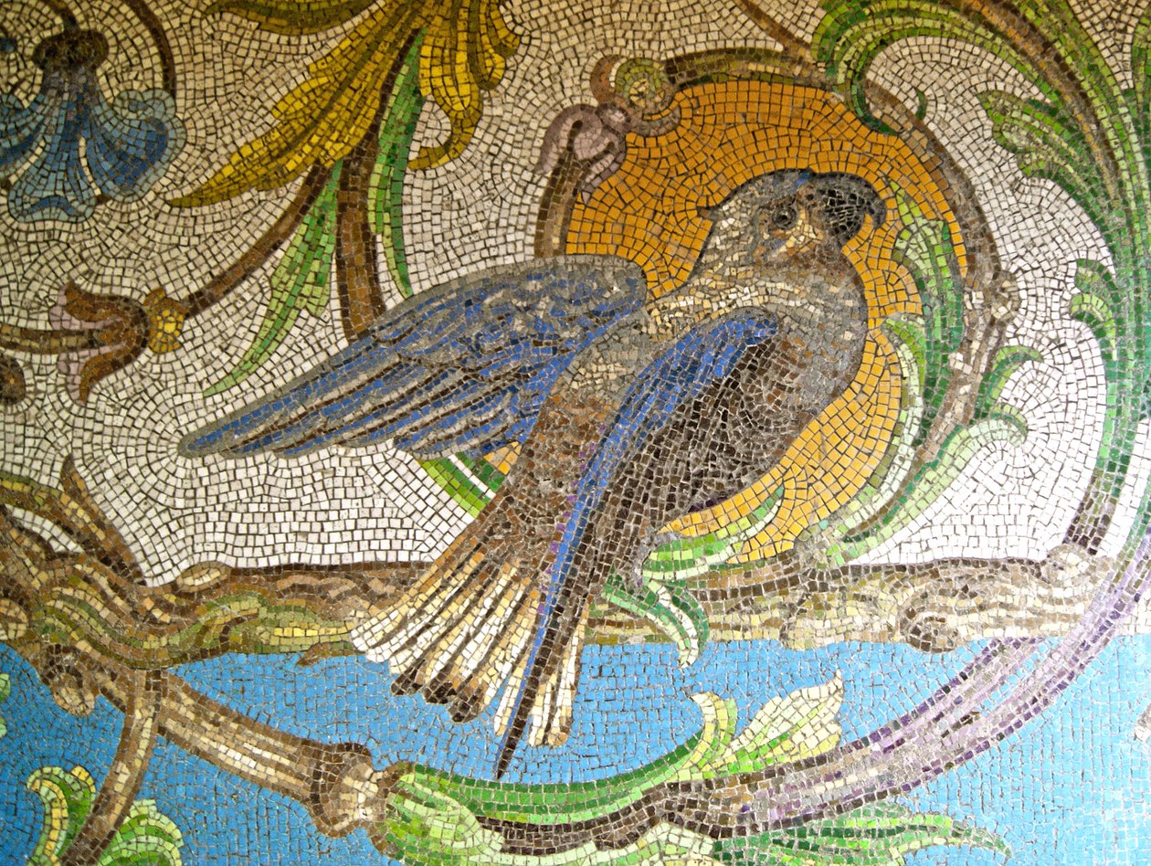 Detail dlážděné podlahy zobrazující papouška, Sintra, Portugalsko c.1908 (mozaika) od Unknown
