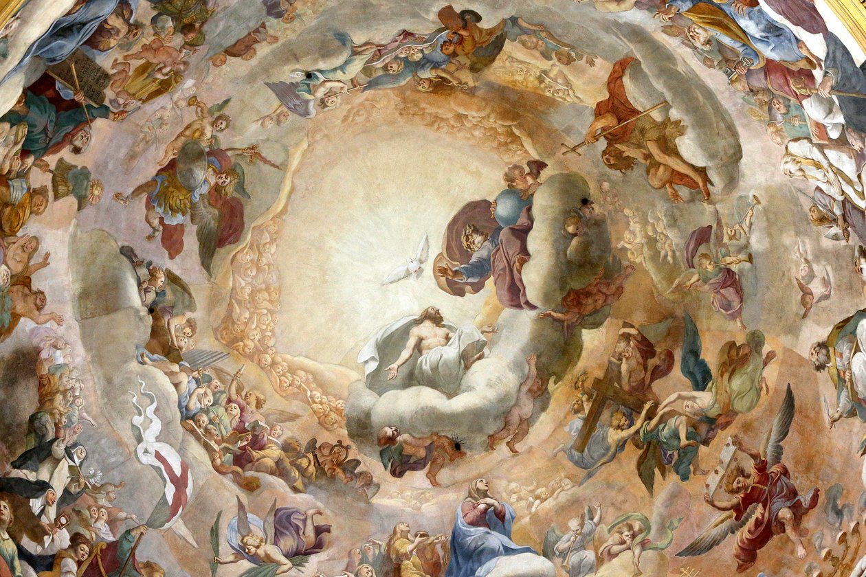 Katolický kostel Notre-Dame du Val-de-Grace, Paříž, Francie, Dome freska od Unknown