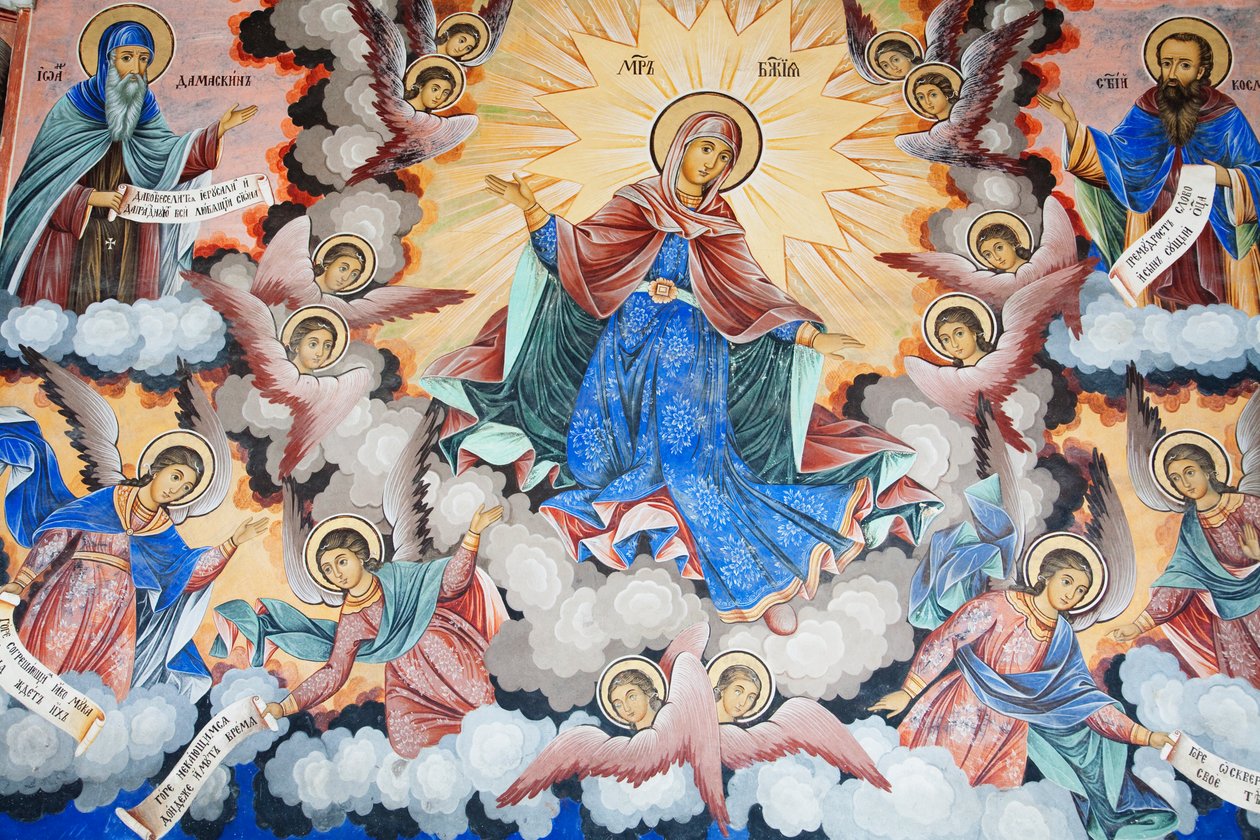 Obrazy Zahariho Zografa Na vnějších zdech Rilského kláštera od Unknown
