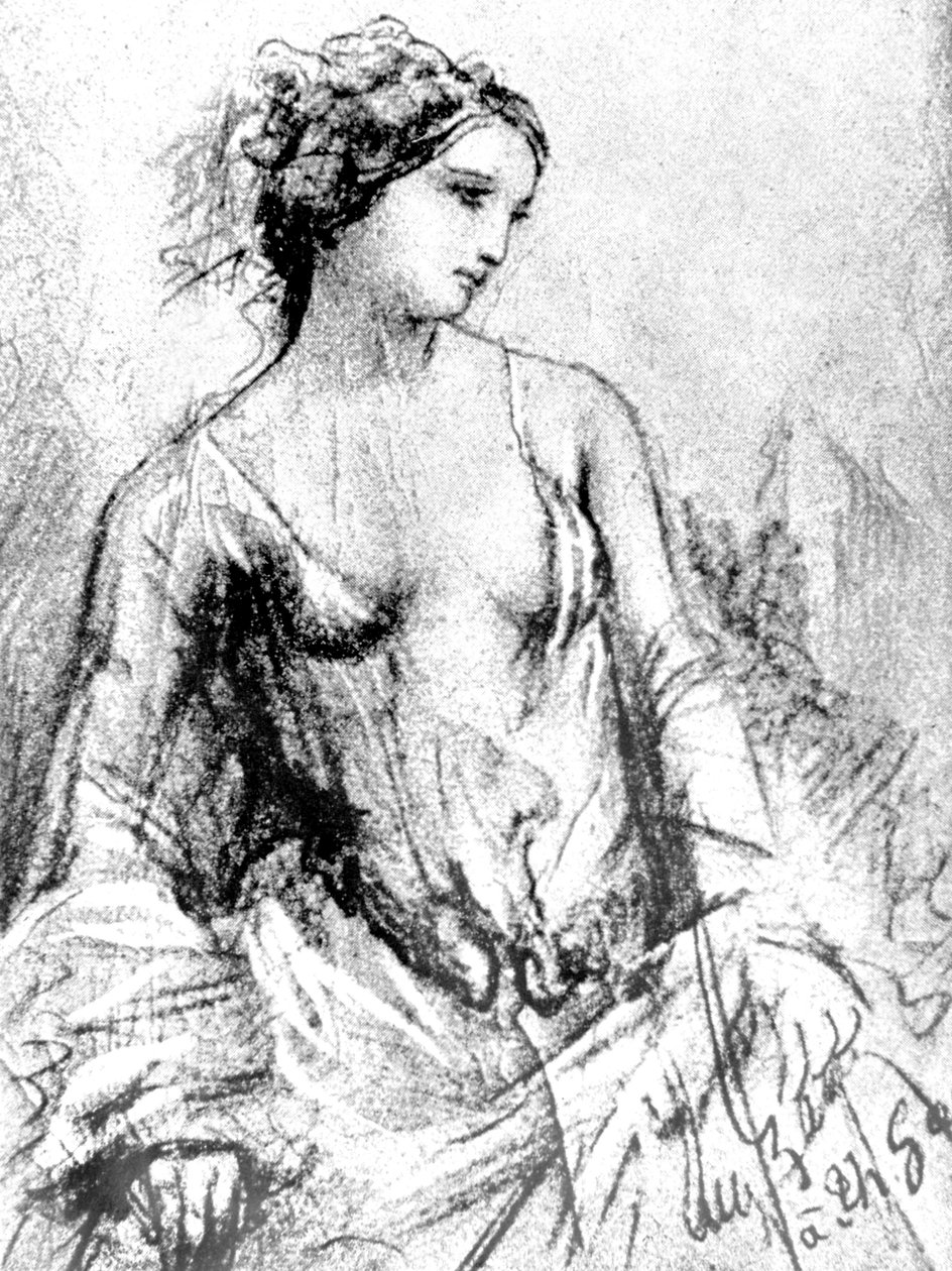 Portrét Apollonie Sabatier, která byla Baudelairovou milenkou v roce 1852, kresba od Unknown