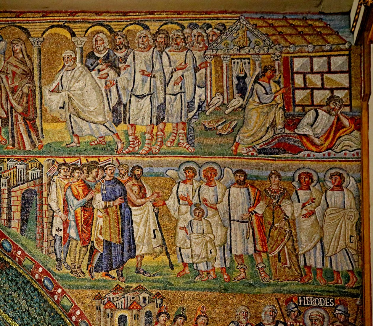 Pravý oblouk Apse (Triumfální oblouk) s Josefem varovaným ve snu? Útěk do Egypta (přílet tam)? od Unknown