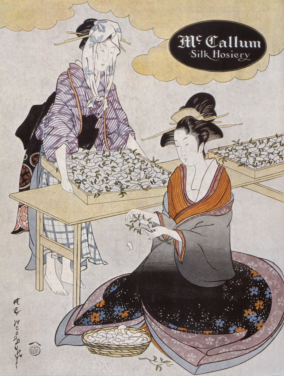 Reklama na McCallum Silk Hosiery, z časopisu Vogue z července 1918 od American School
