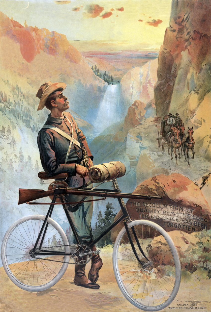Golden Gate, západ slunce v Yellowstonském parku, pub. 1897 od American School
