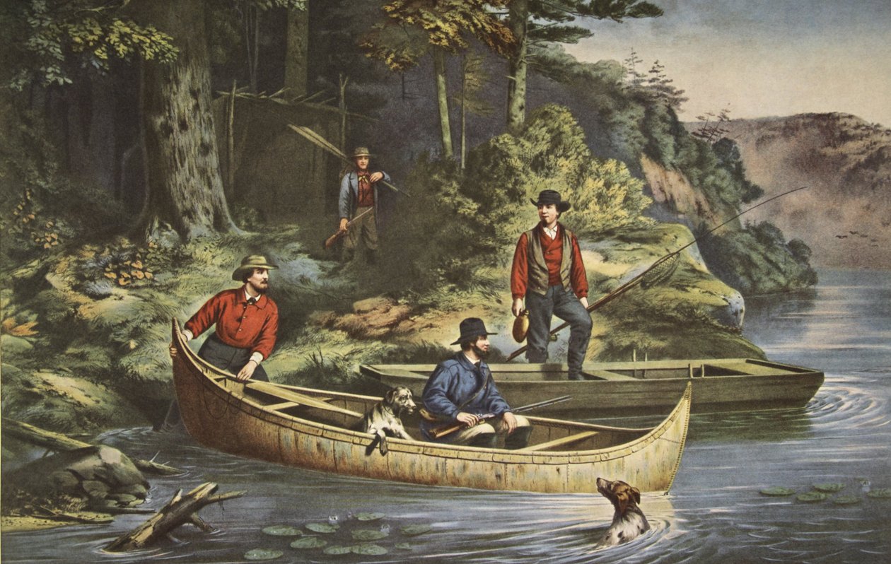Life In The Woods, Začínáme, hospoda. 1860, Currier & Ives od American School
