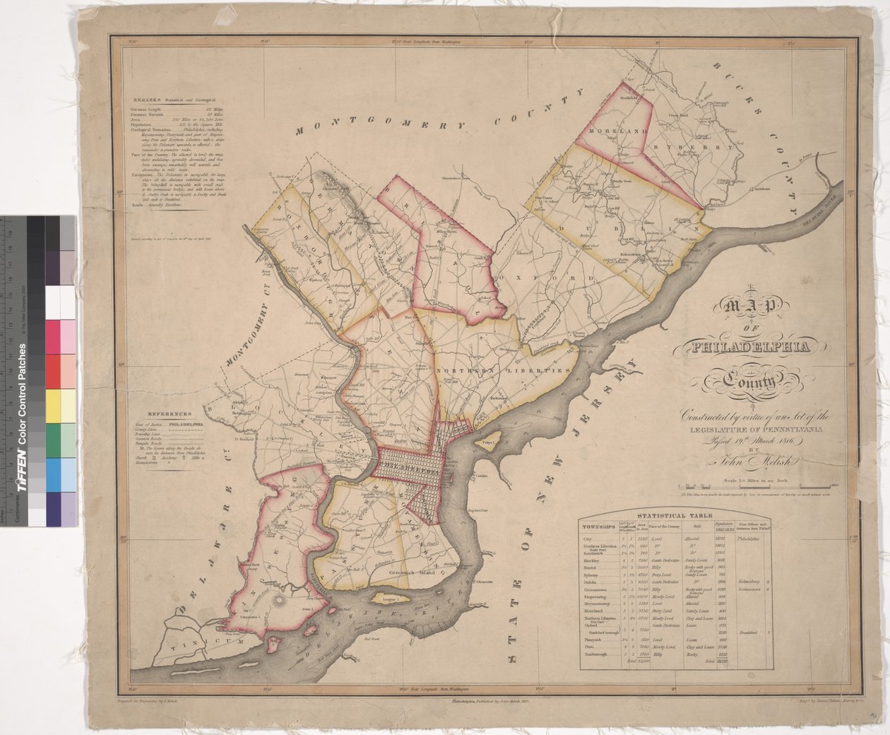 Mapa Philadelphia County, 1819 od American School