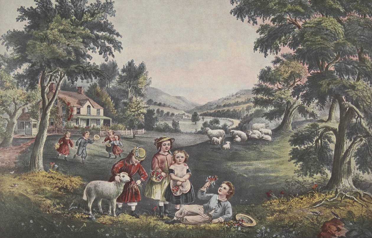 Čtyři roční období - dětství, hospoda. 1868, Sezóna radosti, Currier & Ives od American School