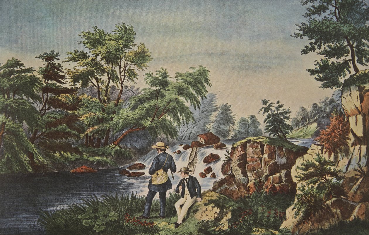 The Trout Stream, Currier & Ives, hospoda. 1852 od American School