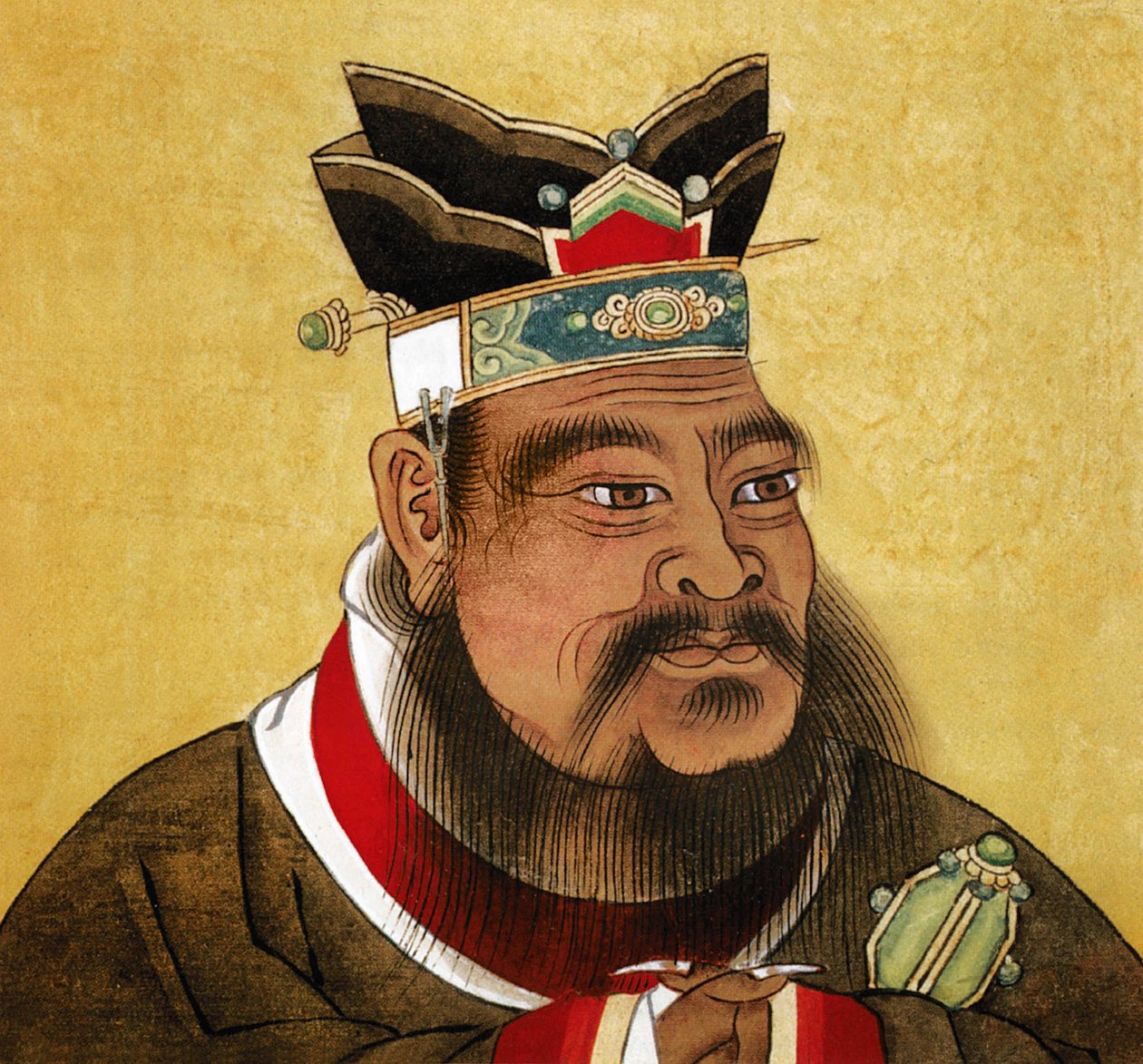 Konfucius (tuš a barva na papíře) od Chinese School