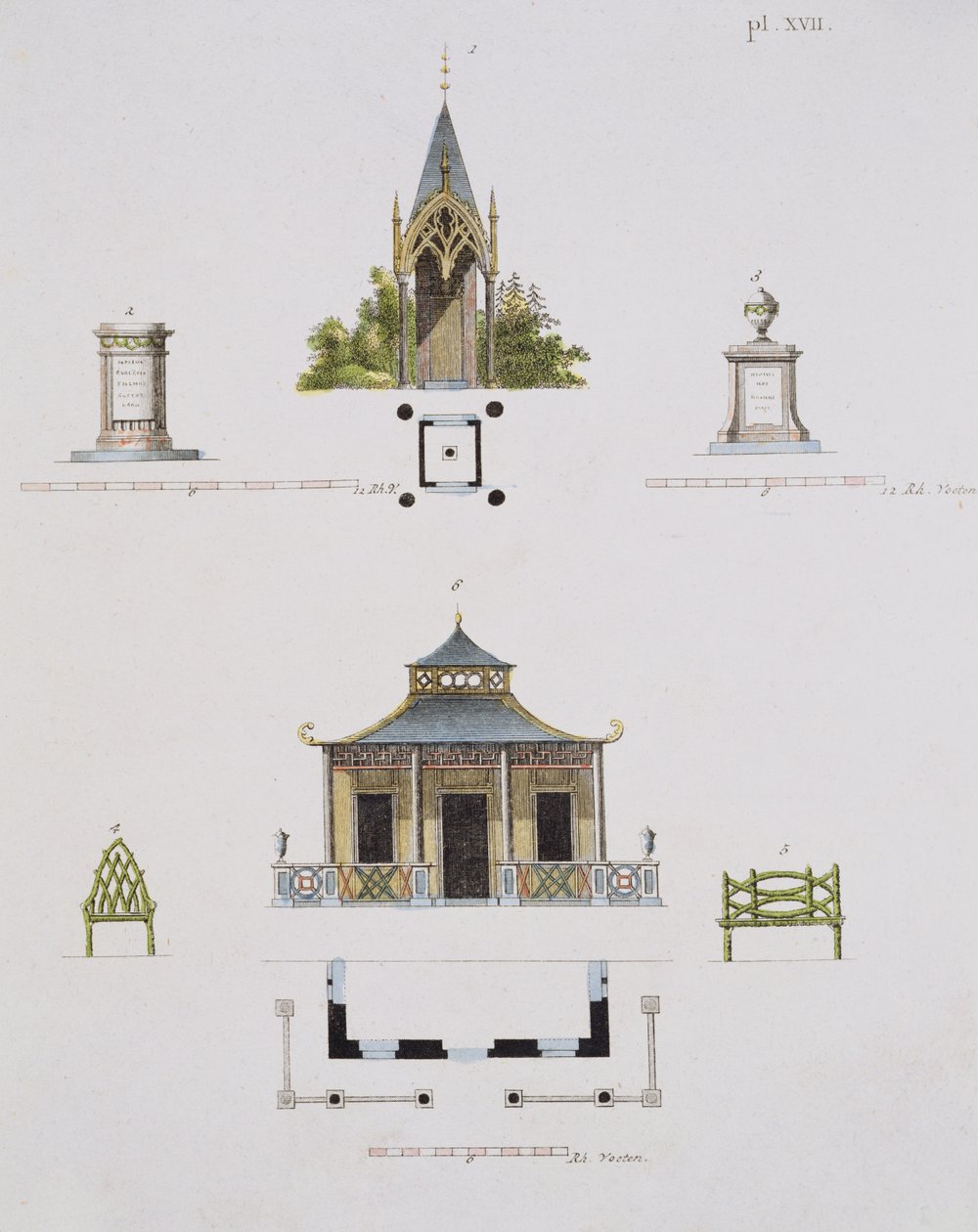 Zahradní dekorace, z Magazine of Garden Gems, G. van Laar, vydané 1802 (viz také 172966) od Dutch School