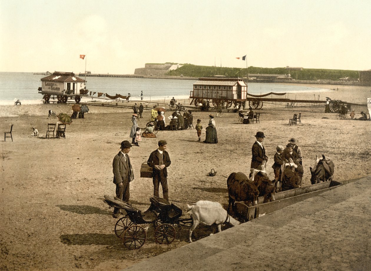 Pláž ve Weymouthu, kolem 1890 - 1900 (chromolitograf) od English Photographer