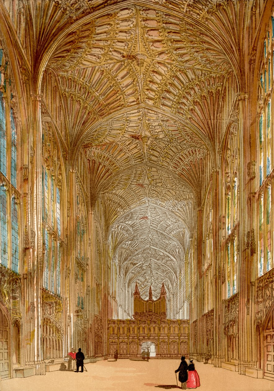 Kings College Chapel, University of Cambridge, Cambridge, Anglie, ze staré Anglie: Obrazové muzeum, hospoda. 1847 od English School