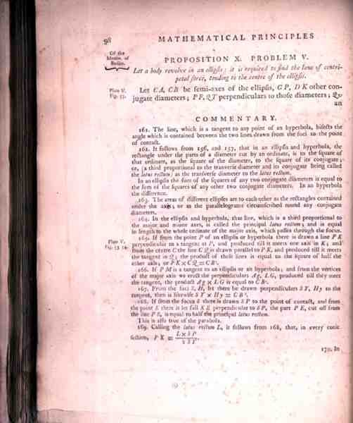 Tvrzení X Problém V ze svazku I The Mathematical Principles of Natural Philosophy od Sira Isaaca Newtona (1642-1727) 1777 (viz 136313) od English School