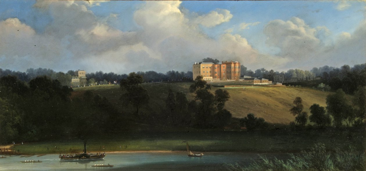 Richmond Hill od řeky, Surrey, kolem roku 1830 (ropa na břidlici) od English School