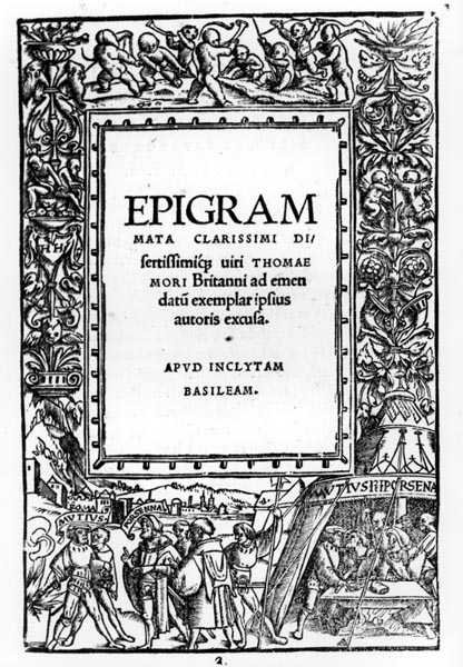 Tábor barbarského krále, Epigramy Thomase Mora (1478-1535) od English School