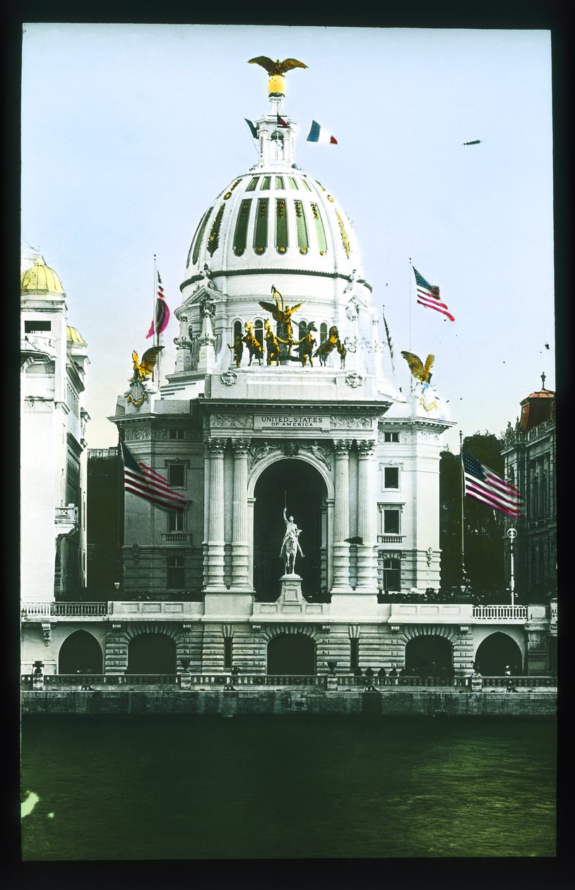 Pařížská expozice: Pavilon Spojených států, Paříž, Francie, 1900 (sklíčko s lucernou) od French Photographer