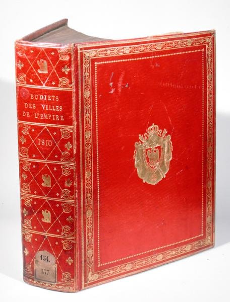 Rozpočty měst ve Francouzské říši, svázané s erbem Napoleona Bonaparta (1769-1821) 1810 (červená marocká kůže a zlato) (viz také 165120) od French School