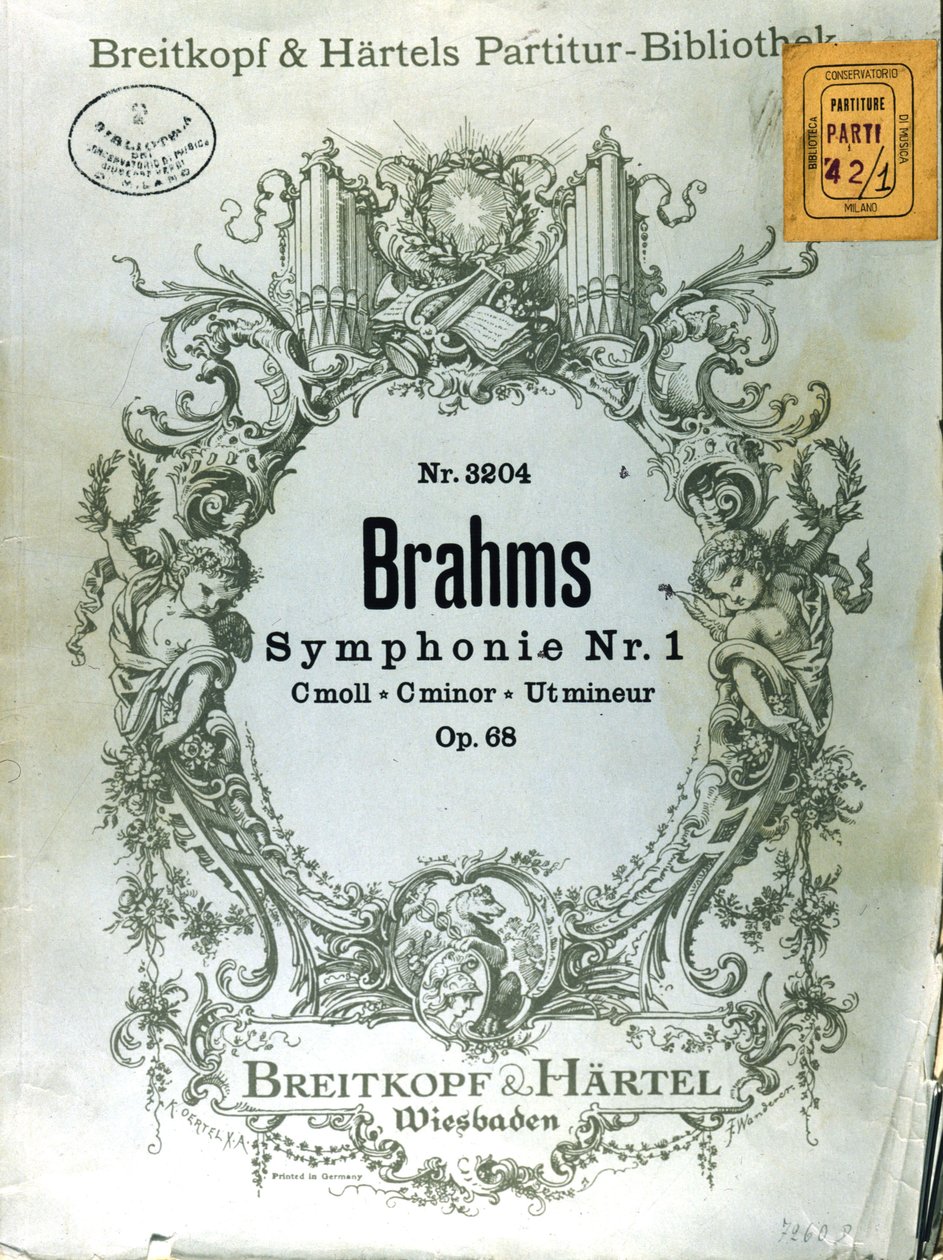 Frontispis partitury první symfonie Johannese Brahmse (1833 - 1897) od French School