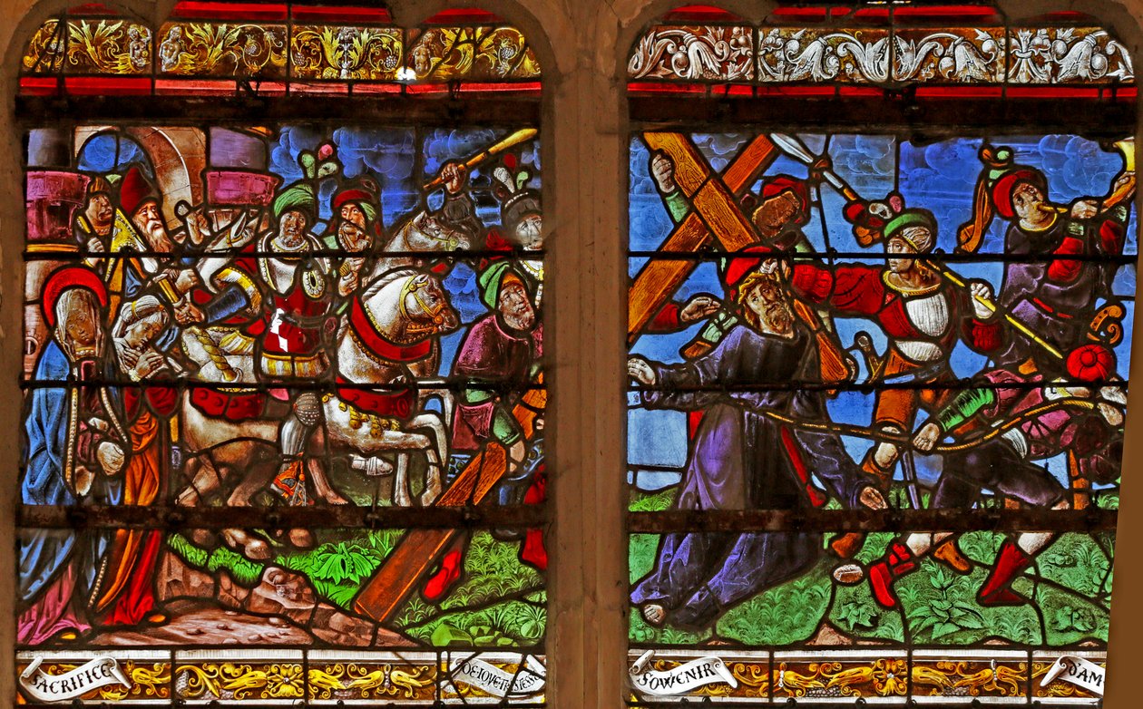 Okno zobrazující Via Crucis od French School