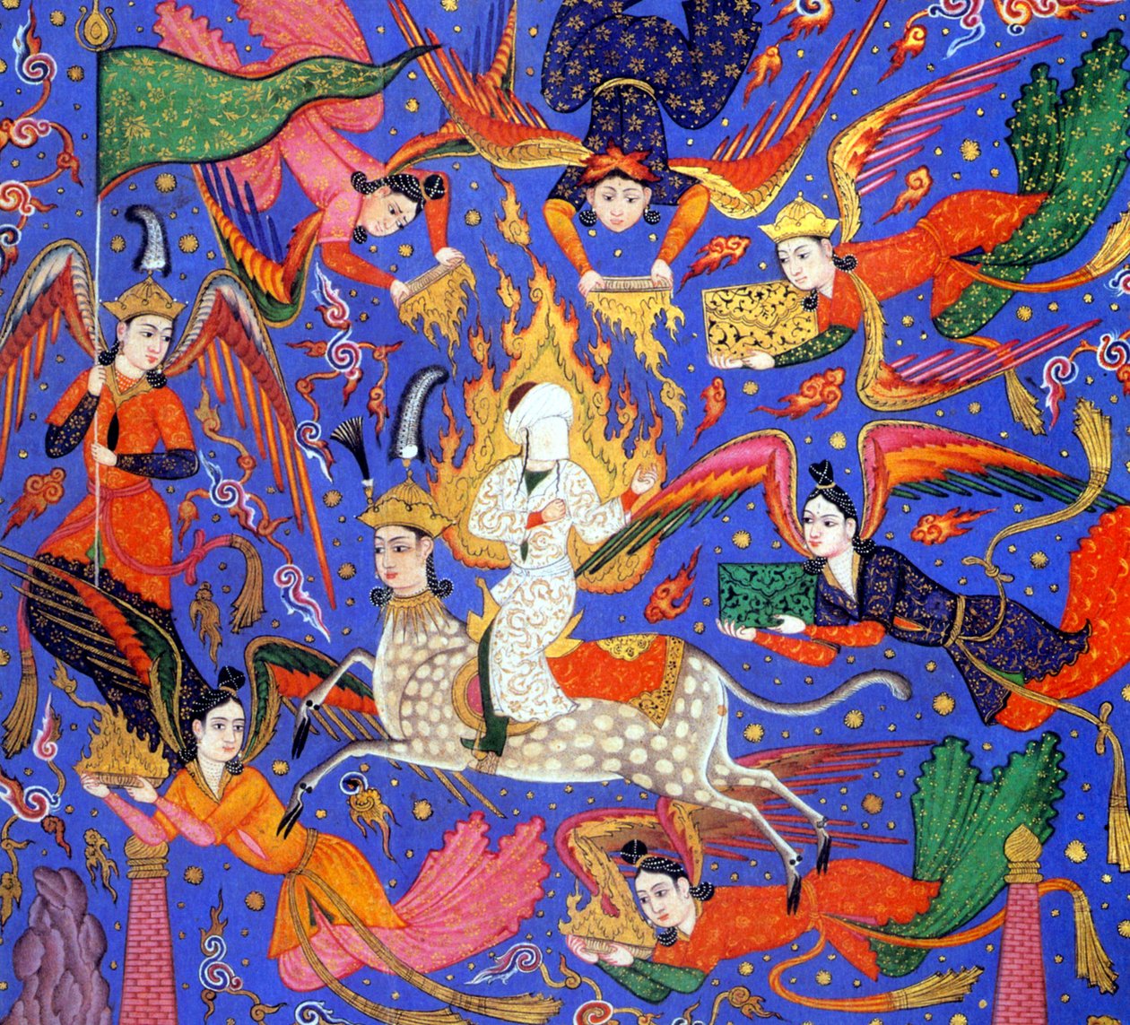 Mohamedova cesta, ilustrace z rukopisu Fal-nameh, cca 1610-30 od Indian School