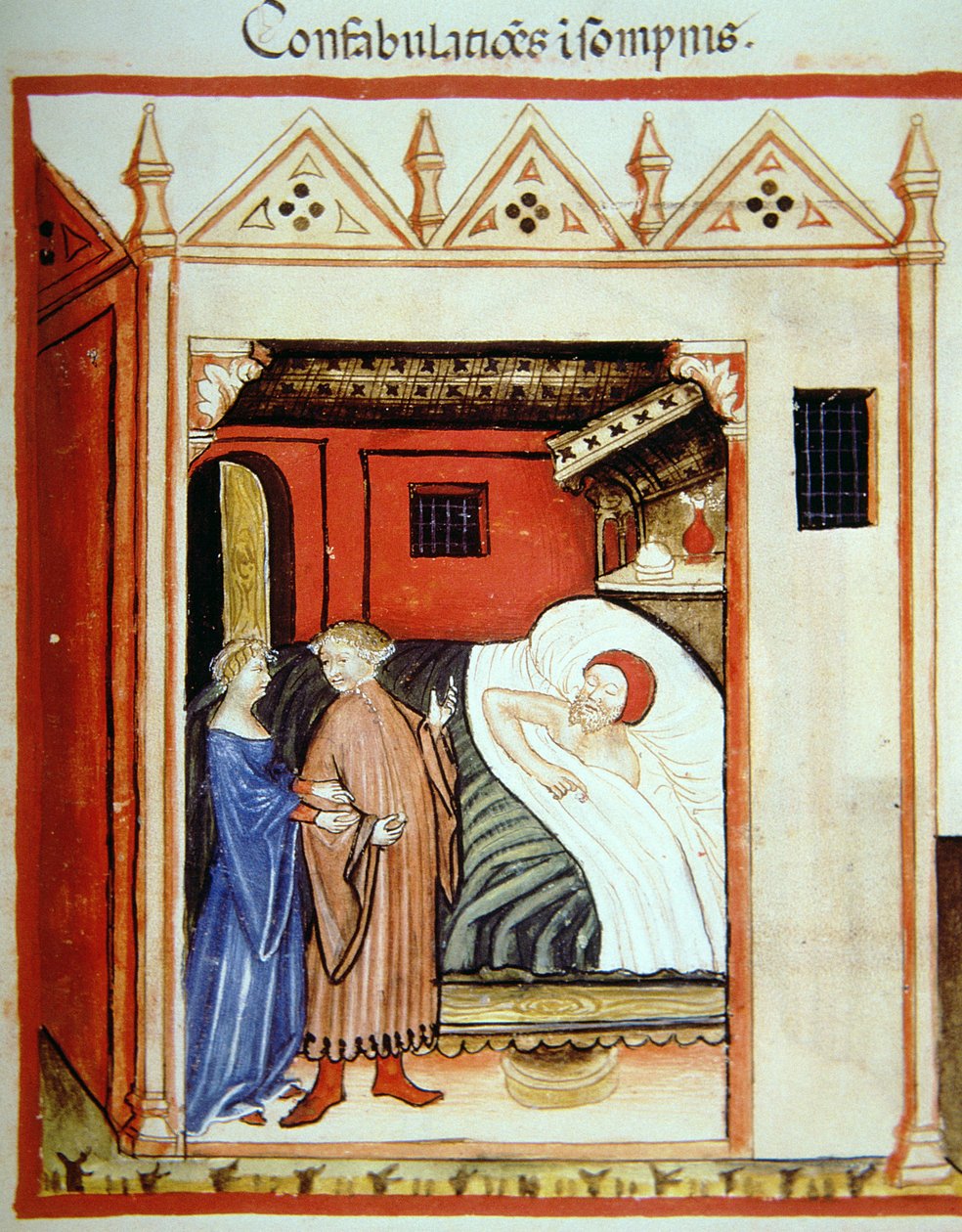 Fol.101v Sleeptalking, ilustrace z Tacuinum Santiatis Codex Vindobonensis od Italian School