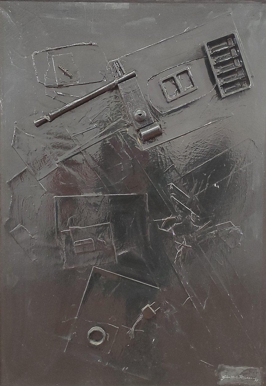 G. C. Riccardi, Combustione n. 1, 1977, kombinovaná technika na plátně, 60x80, Arpino, Nadace Umberta Mastroianniho, Itálie. od Gian Carlo Riccardi