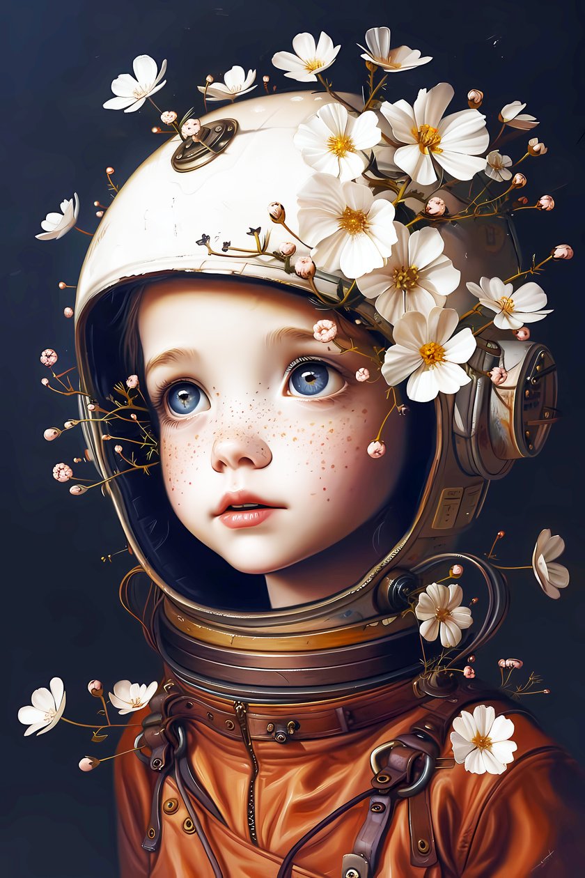 dětský astronaut na planetě Květiny, vlastní velikosti obrázků pro tisk od F. Abderrahim