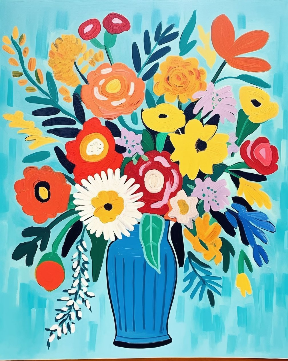 Matisse inspirace květiny ve váze | květinové umění výtisky pro nástěnné dekorace od F. Abderrahim