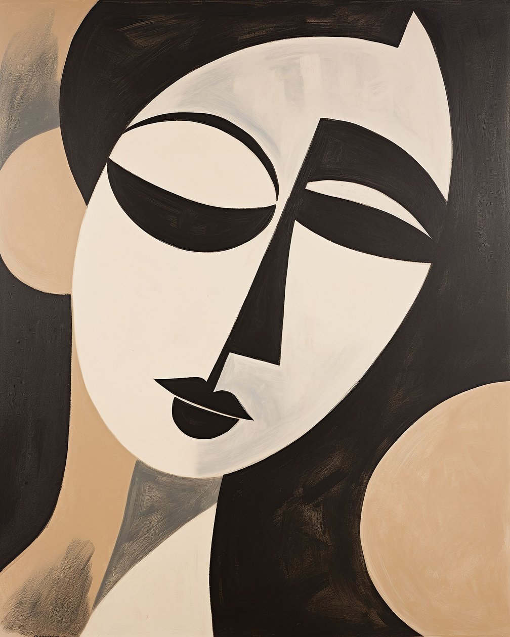 Černá a béžová abstraktní žena Henri matisse styl | umělecké výtisky, zarámované nástěnné dekorace od F. Abderrahim