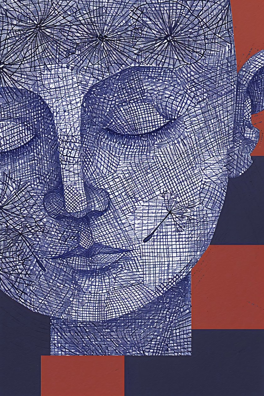 Blue Face of a Man portrétní umělecké výtisky pro výzdobu stěn | zarámované umělecké výtisky od F. Abderrahim