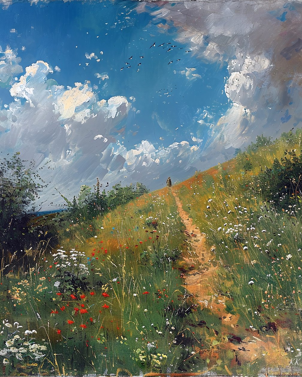 Krajina s Rolling Countryside, nástěnné umělecké dekorace a výtisky na plátně od F. Abderrahim