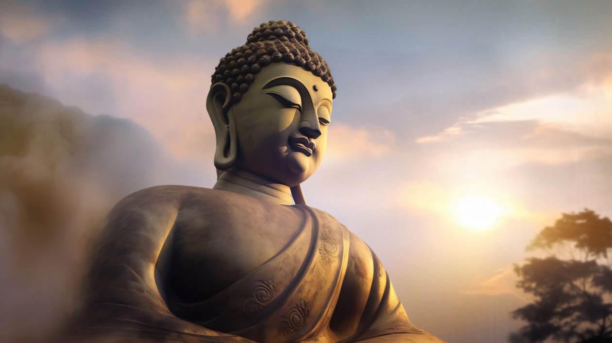 Nástěnná dekorace Buddha Portrét, Klidná meditace, velké výtisky na plátně od F. Abderrahim