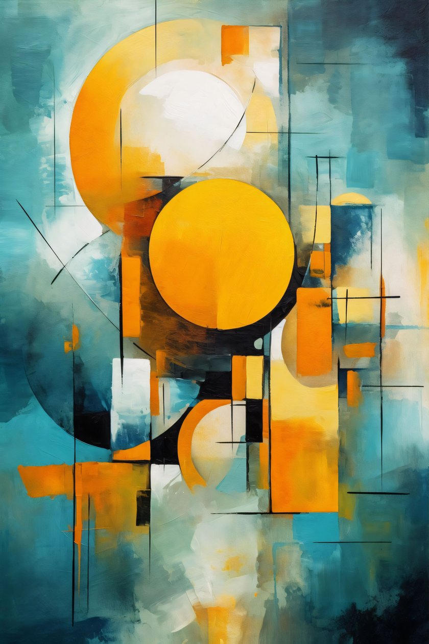 Kubismus  kruh Akvarel vícebarevné malby, Wall Art Print na vyžádání od F. Abderrahim