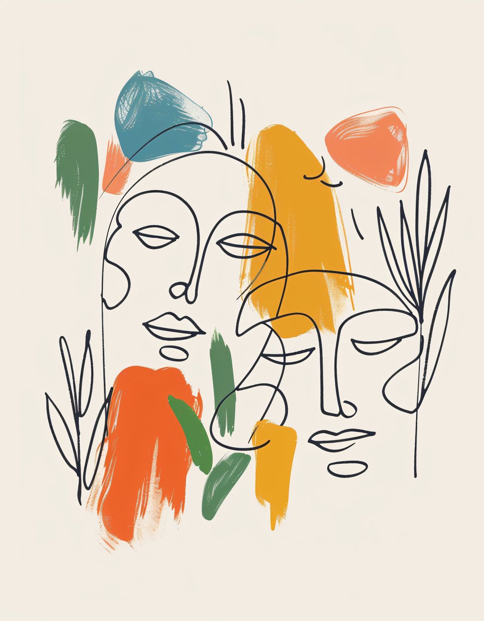 Minimalistické boho Windring one Line Sketch, Mid-Century Modern, nástěnné dekorace výtisky od F. Abderrahim