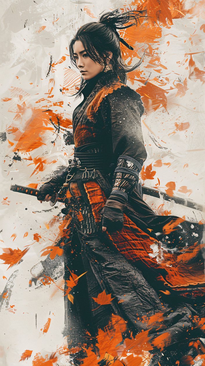 Samurai woman in graffiti wild style, Martial arts, zarámované Wall Decor na prodej od F. Abderrahim