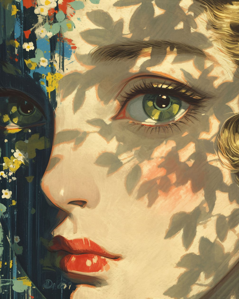 Sunlight Magus A Fornasetti Daydream, Detail dívčí tváře, online umělecké výtisky od F. Abderrahim