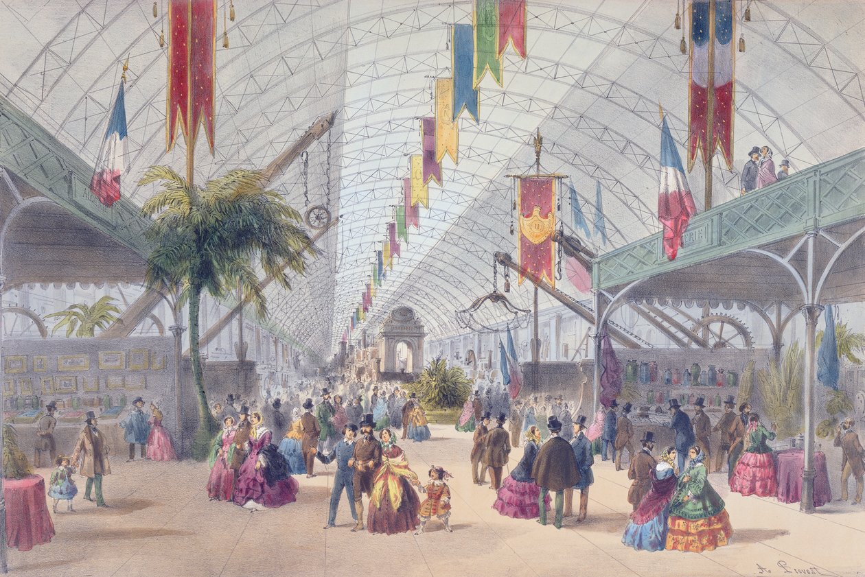 Vnitřní pohled na Galerii des Machines a část Alžírska na pařížské výstavě z roku 1855 od A Provost