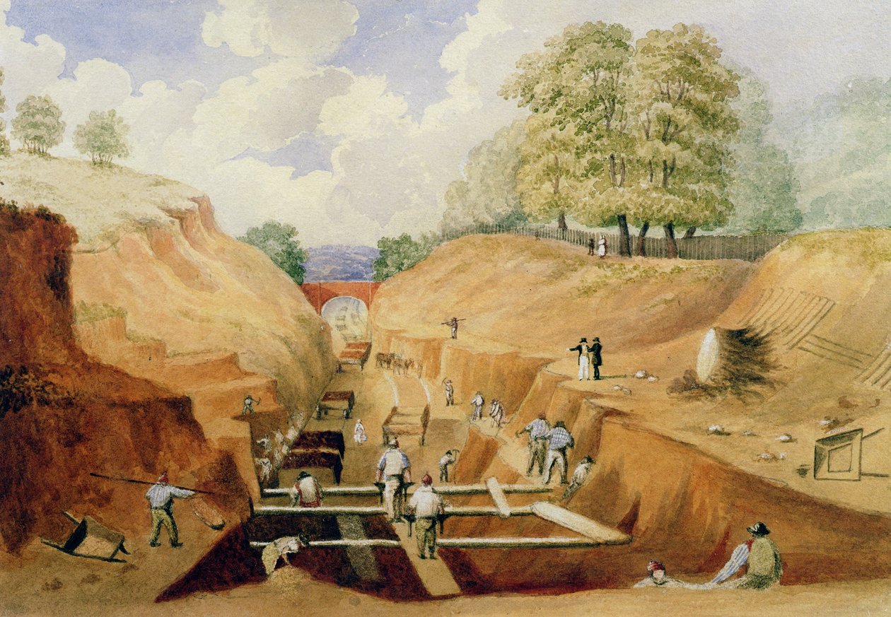 Stavba železnice v Brightonu, 1840 od A. Simpson