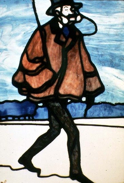 The Dandy, cca 1900 (barevné sklo) od A. Canissar