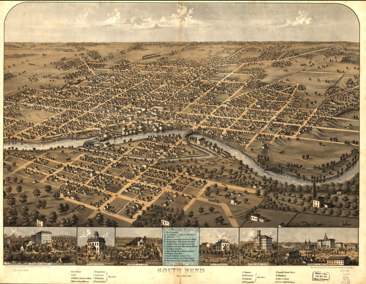 South Bend, Indiana 1866. od A.; Chicago Lithographing Co. Ruger